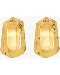 Saint Laurent - Boucles D'Oreilles Percées En Cristal De Roche Et Métal - Lyst