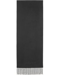 Saint Laurent - Sciarpa in cashmere nero ricamata con frange - Lyst