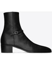 Saint Laurent - Vlad stiefel mit reißverschluss aus glattleder schwarz - Lyst