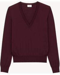 Saint Laurent - Pullover Con Scollo A V - Lyst