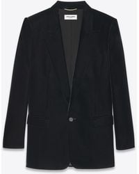 Saint Laurent Wool Single Breasted Long Jacket in Black for Men - Lyst