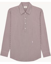 Saint Laurent - Camisa Cassandre De Popelina De Algodón Con Motivo De Rayas - Lyst