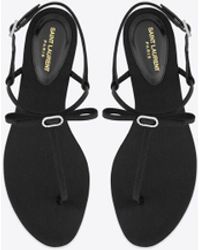 Saint Laurent - Jackie flache sandalen aus satin-crêpe schwarz - Lyst