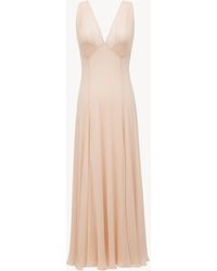Saint Laurent - Kleid Mit V-Ausschnitt Aus Seiden-Crêpe-Musselin - Lyst