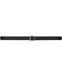 Saint Laurent - Cassandre Thin Belt With Square Buckle In Grain De Poudre-embossed Leather - Lyst