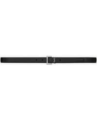 Saint Laurent - Cassandre Thin Belt With Square Buckle In Grain De Poudre-embossed Leather - Lyst