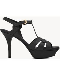 Saint Laurent - Saint Laone Sizerent トリビュート プラットフォームサンダル（スムースレザー） - Lyst