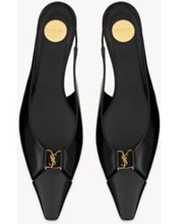 Saint Laurent - Babylone Slingbacks En Cuir Lisse - Lyst