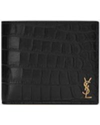 Saint Laurent - Tiny Cassandre East/west Wallet With Coin Purse In Crocodile-embossed Leather - Lyst