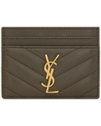 Saint Laurent - Gestepptes Kartenetui Mit Monogramm - Lyst