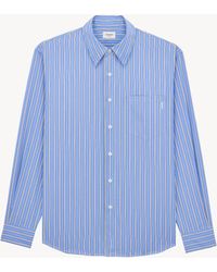 Saint Laurent - Camisa Cassandre De Popelina De Algodón Con Motivo De Rayas - Lyst