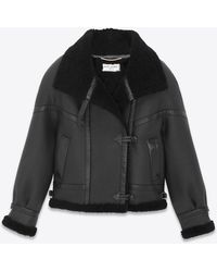 Saint Laurent - Leather And Shearling Jacket - Lyst