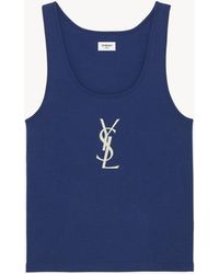 Saint Laurent - Cassandre Embroidered Cotton Tank Top - Lyst