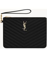 Saint Laurent - Cassandre Matelassé Flaches Etui Mit Gestepptem Leder - Lyst
