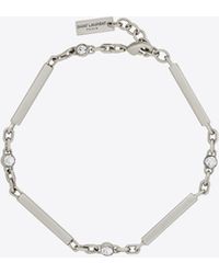 Saint Laurent - Crystal Bar-chain Bracelet In Metal - Lyst