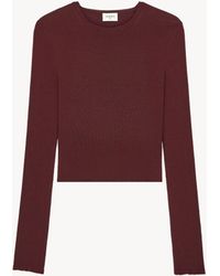 Saint Laurent - Pull À Col Ras Du Cou En Cachemire Côtelé, Laine Et Soie - Lyst
