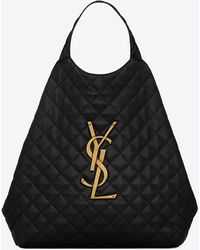 Saint Laurent Icare Maxi Shopping Bag In Quilted Lambskin - Black