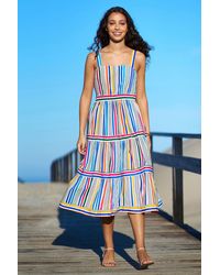 Yumi' - Multicolour Stripe Cotton Midi Sun Dress - Lyst