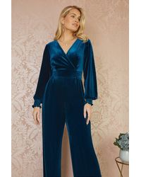 Yumi' - Velvet Long Sleeve Jumpsuit - Lyst