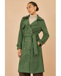 Yumi' - Faux Suede Trench Coat - Lyst