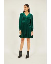 Yumi' - Velvet Long Sleeve Skater Dress - Lyst