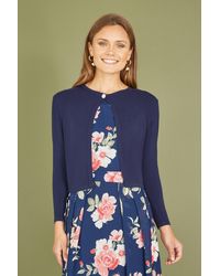Yumi' - Diamante Button Cropped Cardigan - Lyst
