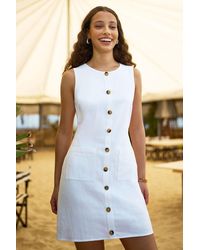 Yumi' - Viscose Button Detail Shift Dress - Lyst