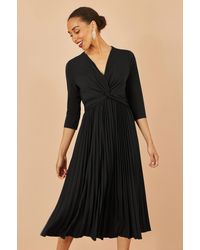 Yumi' - Jersey Knot Waist Pleated Midi Dress - Lyst