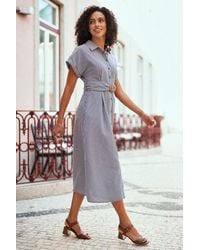 Yumi' - Gingham Relaxed Shirt Dress With Matching Belt - Lyst