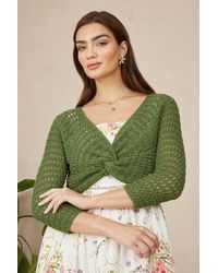 Yumi' - Cotton Crochet Twisted Bolero Top - Lyst