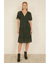 Yumi' - Dot Print Mesh Stretch Midi Skater Dress - Lyst