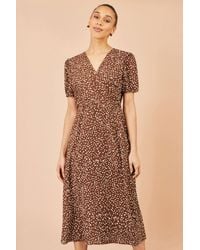 Yumi' - Spot Midi Dress With Split Hemline - Lyst