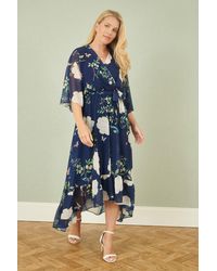 Yumi' - Bird And Floral Print Midi Wrap Dress - Lyst