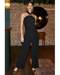 Yumi' - Cross Over Halter Neck Jumpsuit - Lyst