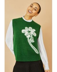 Yumi' - Knitted Flower Sleeveless Jumper Vest - Lyst