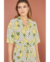 Mela London - Mela Viscose Lemon Print Tie Shirt - Lyst