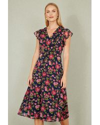 Yumi' - Floral Midi Skater Dress - Lyst