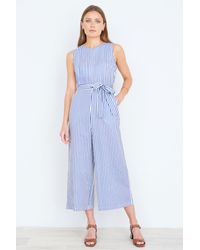 Yumi' - Cotton Stripe Culotte Jumpsuit - Lyst