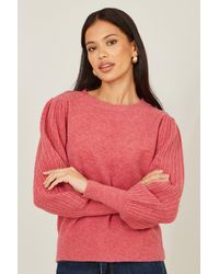 Yumi' - Knitted Balloon Sleeve Jumper - Lyst