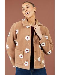 Yumi' - Embroidered Daisy Fleece Jacket - Lyst