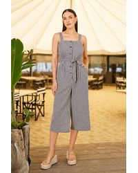 Yumi' - Gingham Button Through Jumpsuit - Lyst