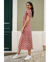 Yumi' - Viscose Midi Shirt Dress With Matching Belt - Lyst