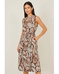 Yumi' - Leaf Print Shirt Dress - Lyst