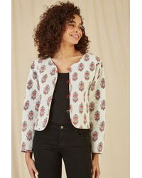Yumi' - Animal Print Reversible Cotton Cropped Quilted Jacket - Lyst
