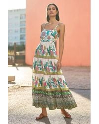Yumi' - Floral Block Print Tiered Maxi Sun Dress - Lyst