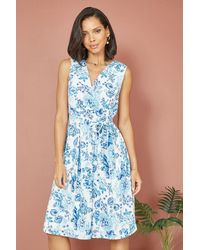 Yumi' - Floral Wrap Over Skater Dress - Lyst