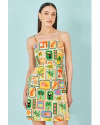 Yumi' - Multicolour Postcard Print Mini Sun Dress - Lyst