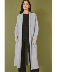Yumi' - Knitted Maxi Cardigan With Pockets - Lyst