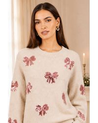 Yumi' - Relaxed Jumper With Sequin Bows - Lyst