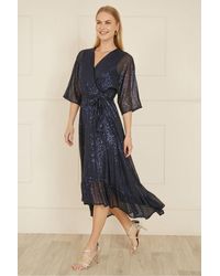 Yumi' - Sequin Kimono Midi Wrap Dress - Lyst